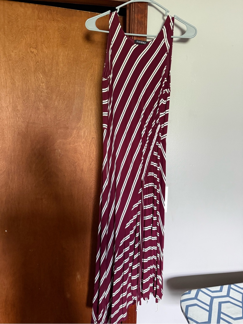 Roz & Ali Burgundy and White Striped Sleeveless Maxi Dress